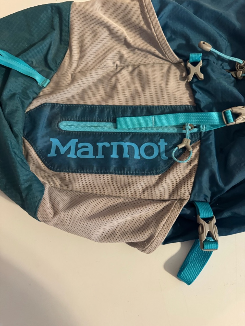 Marmot Teal and Gray Hiking Daypack with Aqua Accents